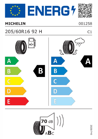 Kia Tyre Label - michelin-001258-205-60R16